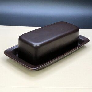 Vintage 70s DOVERSTONE HEATHER  Butter Dish: Mocha Brown Modern Boho Kitchen